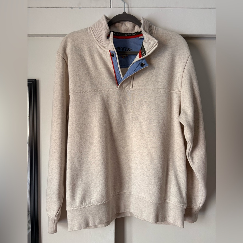 Orvis Men's Beige Zip-Up Sweater